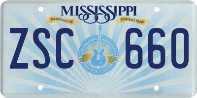 MS license plate ZSC660
