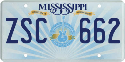 MS license plate ZSC662