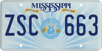 MS license plate ZSC663