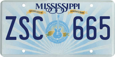 MS license plate ZSC665