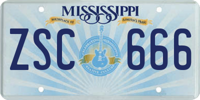 MS license plate ZSC666