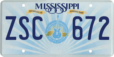 MS license plate ZSC672