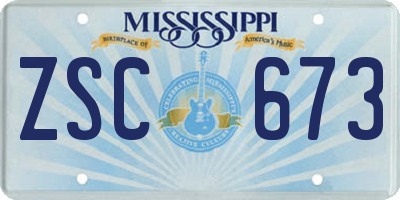 MS license plate ZSC673
