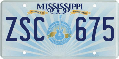 MS license plate ZSC675