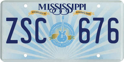 MS license plate ZSC676