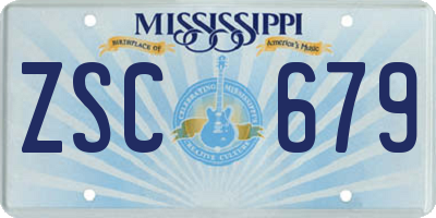 MS license plate ZSC679
