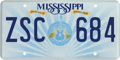 MS license plate ZSC684