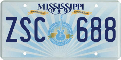 MS license plate ZSC688