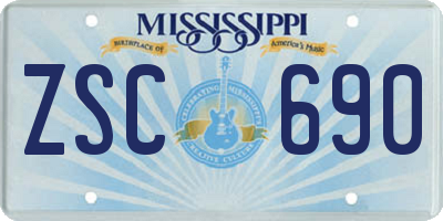 MS license plate ZSC690