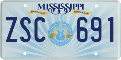 MS license plate ZSC691