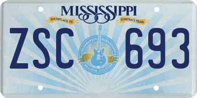 MS license plate ZSC693