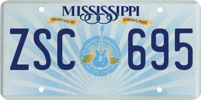 MS license plate ZSC695