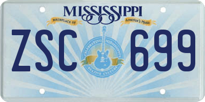 MS license plate ZSC699