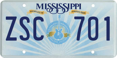 MS license plate ZSC701