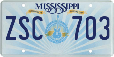 MS license plate ZSC703