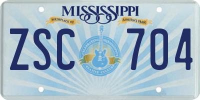 MS license plate ZSC704