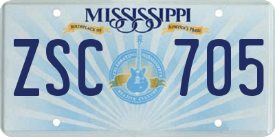 MS license plate ZSC705