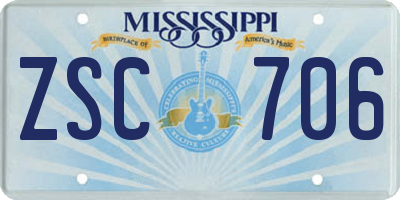 MS license plate ZSC706