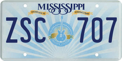 MS license plate ZSC707