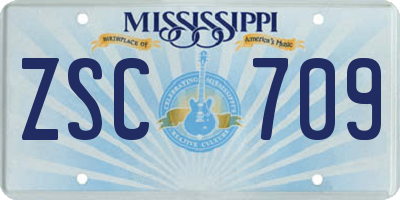 MS license plate ZSC709