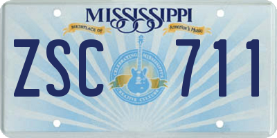 MS license plate ZSC711