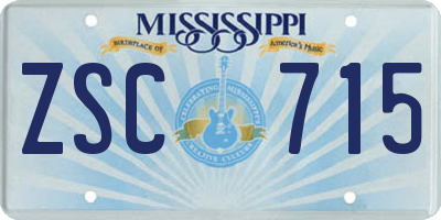 MS license plate ZSC715