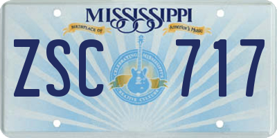 MS license plate ZSC717