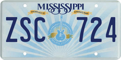 MS license plate ZSC724