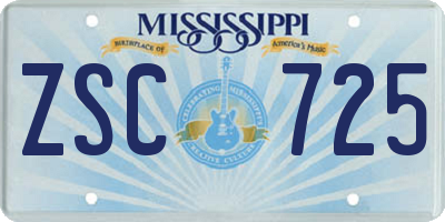 MS license plate ZSC725
