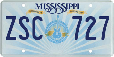 MS license plate ZSC727