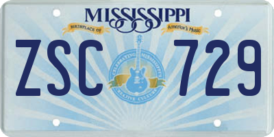 MS license plate ZSC729