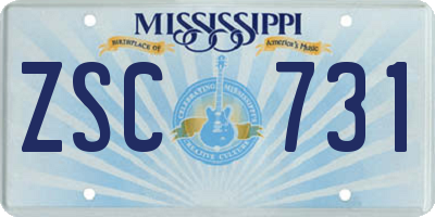 MS license plate ZSC731