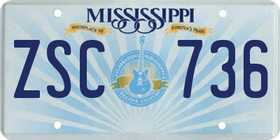 MS license plate ZSC736