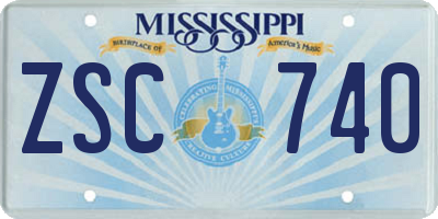 MS license plate ZSC740