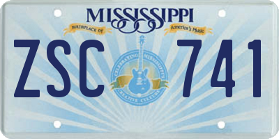 MS license plate ZSC741