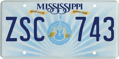 MS license plate ZSC743