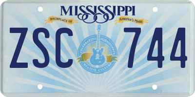 MS license plate ZSC744