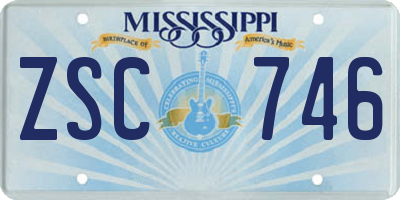 MS license plate ZSC746
