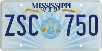 MS license plate ZSC750
