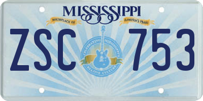 MS license plate ZSC753