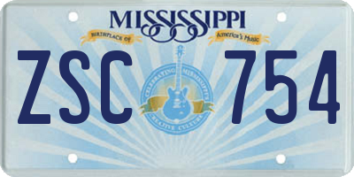 MS license plate ZSC754