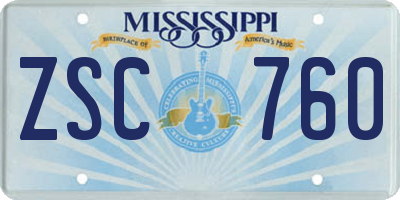 MS license plate ZSC760