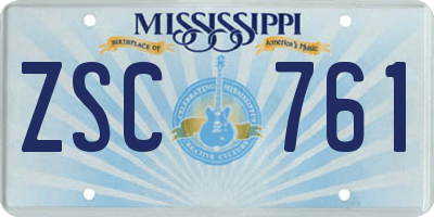 MS license plate ZSC761