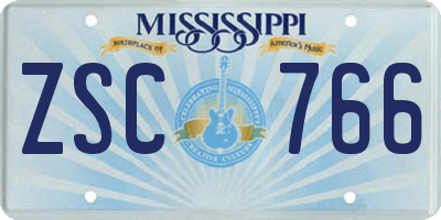 MS license plate ZSC766