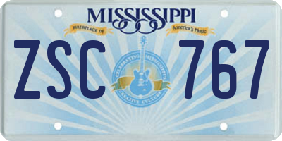MS license plate ZSC767