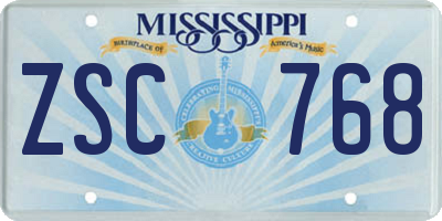 MS license plate ZSC768