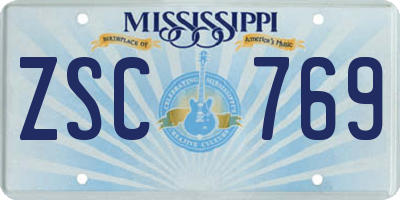 MS license plate ZSC769