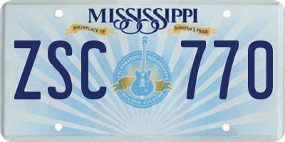 MS license plate ZSC770