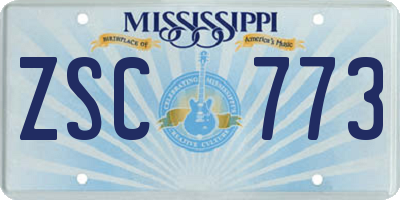 MS license plate ZSC773