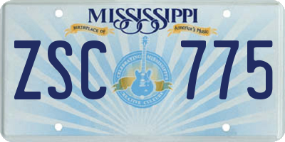 MS license plate ZSC775